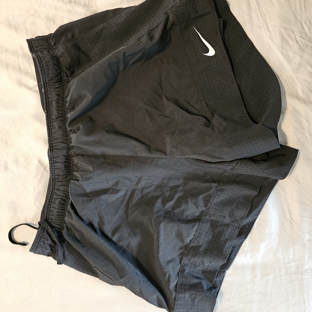 Nike Women's Black Athletic Running Shorts with White Swoosh